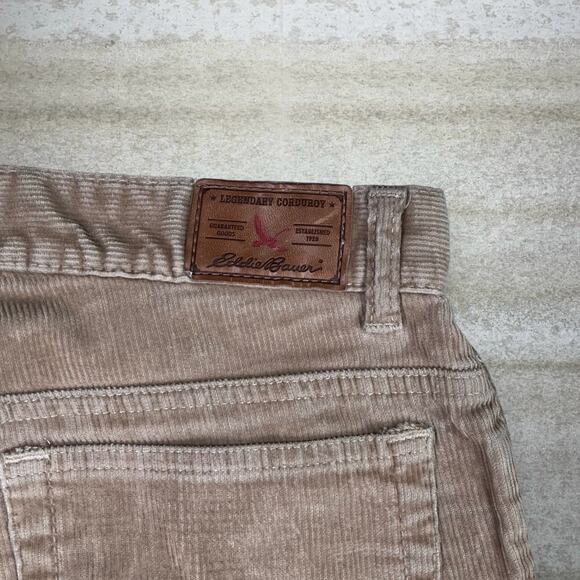 Eddie Bauer Corduroy Pants Tan Cotton Bootcut Flared Fit Flat Front - Picture 4 of 5